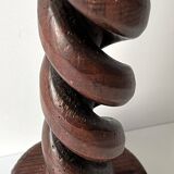 50s turned wooden pedestal ashtray, vintage rustic ashtray