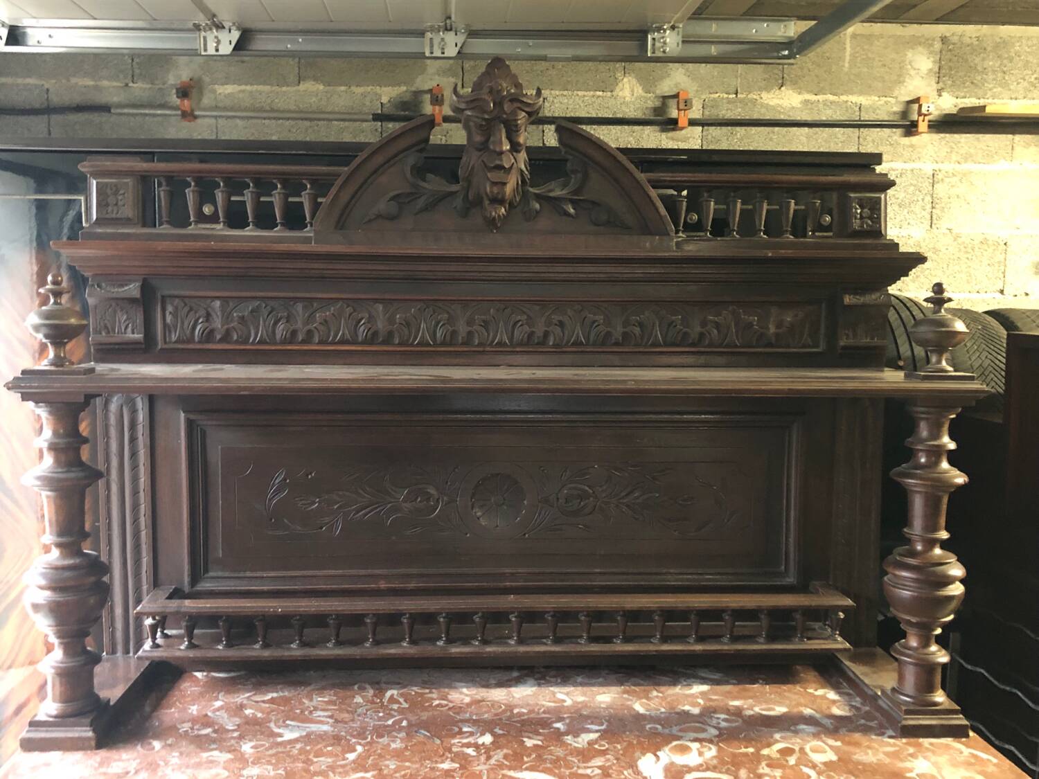 Renaissance sideboard / china cabinet with marble top