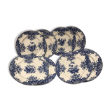 8 Longwy blue dessert plates