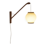 Danish teak wall lamp with pearl shade, 1960s