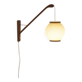 Danish teak wall lamp with pearl shade, 1960s