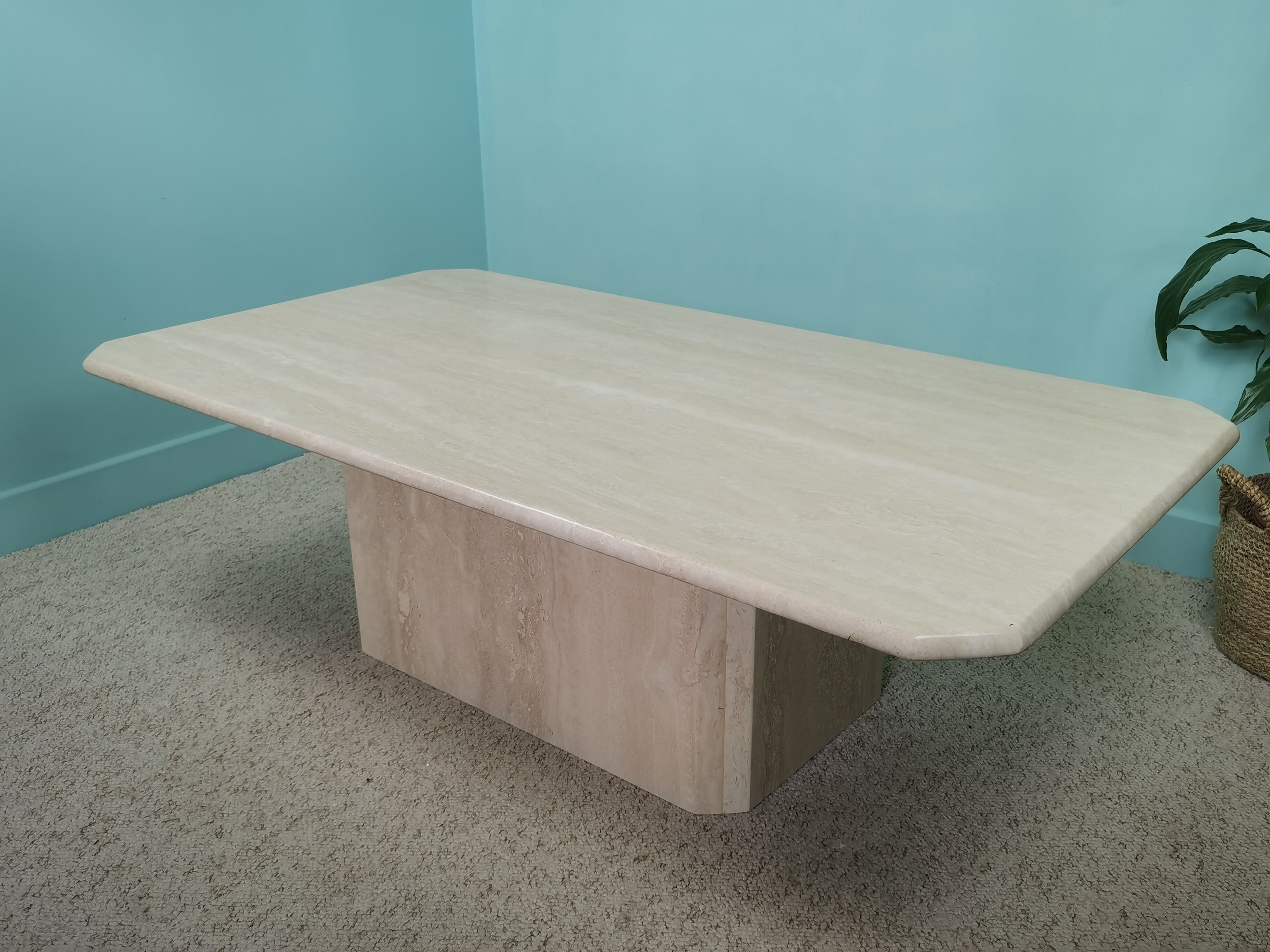 80's travertine coffee table