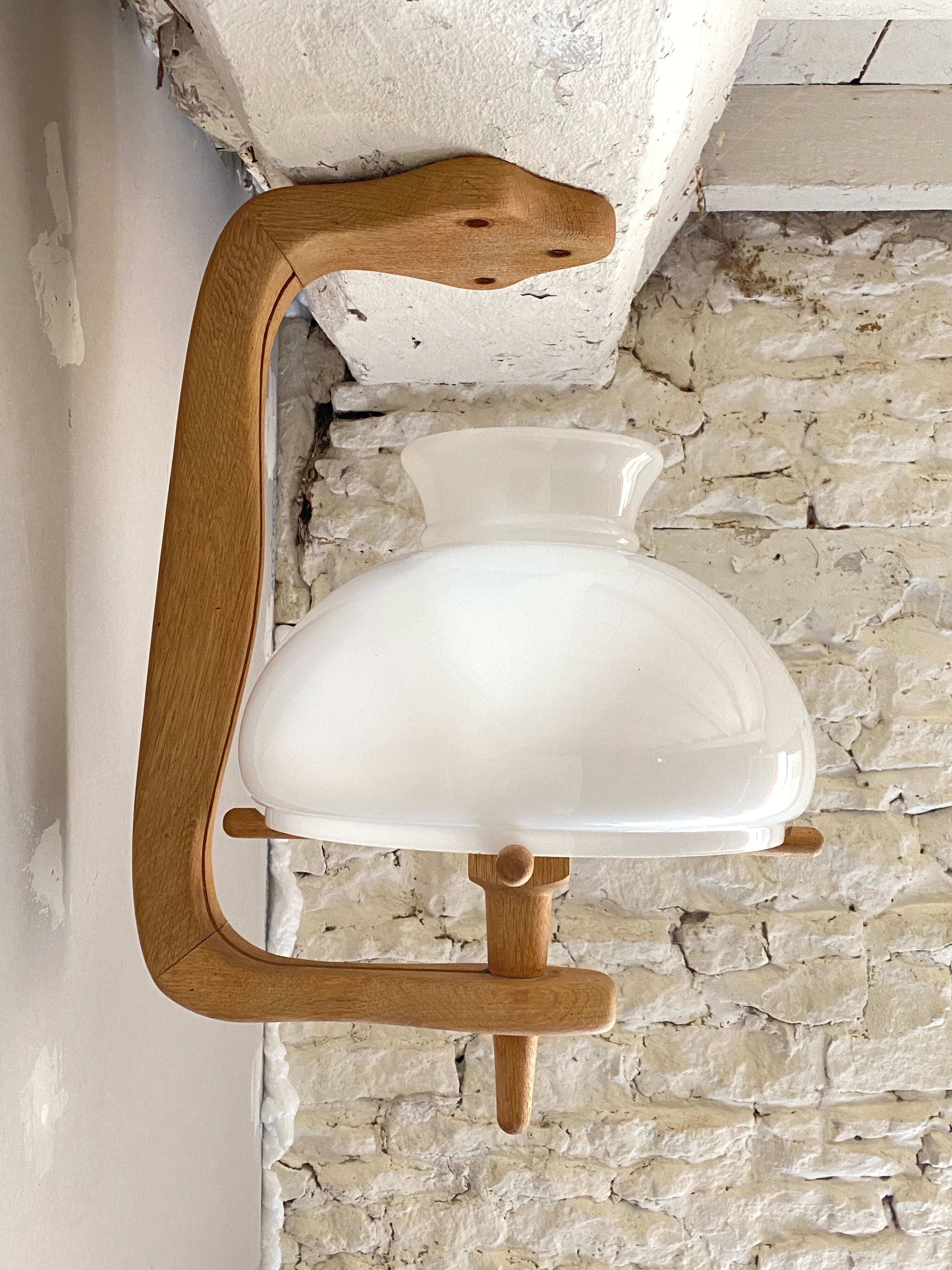 Oak ceiling lamp Guillerme & Chambron 1950