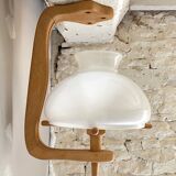 Oak ceiling lamp Guillerme & Chambron 1950