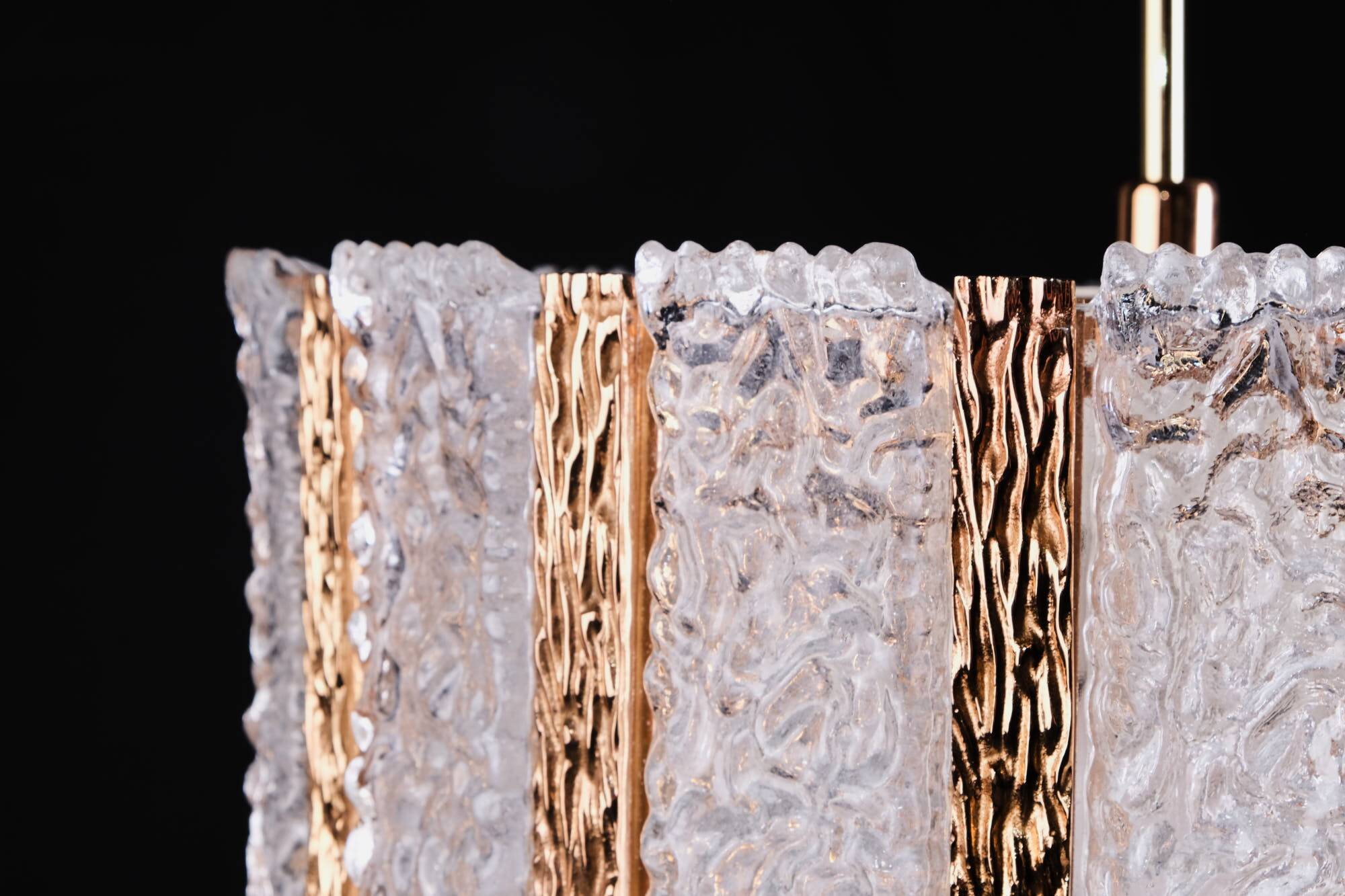 Vintage Kalmar lamp from the 60s, brass and glass