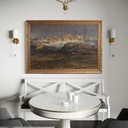 Antique Italian signed mountain landscape painting from 19th century