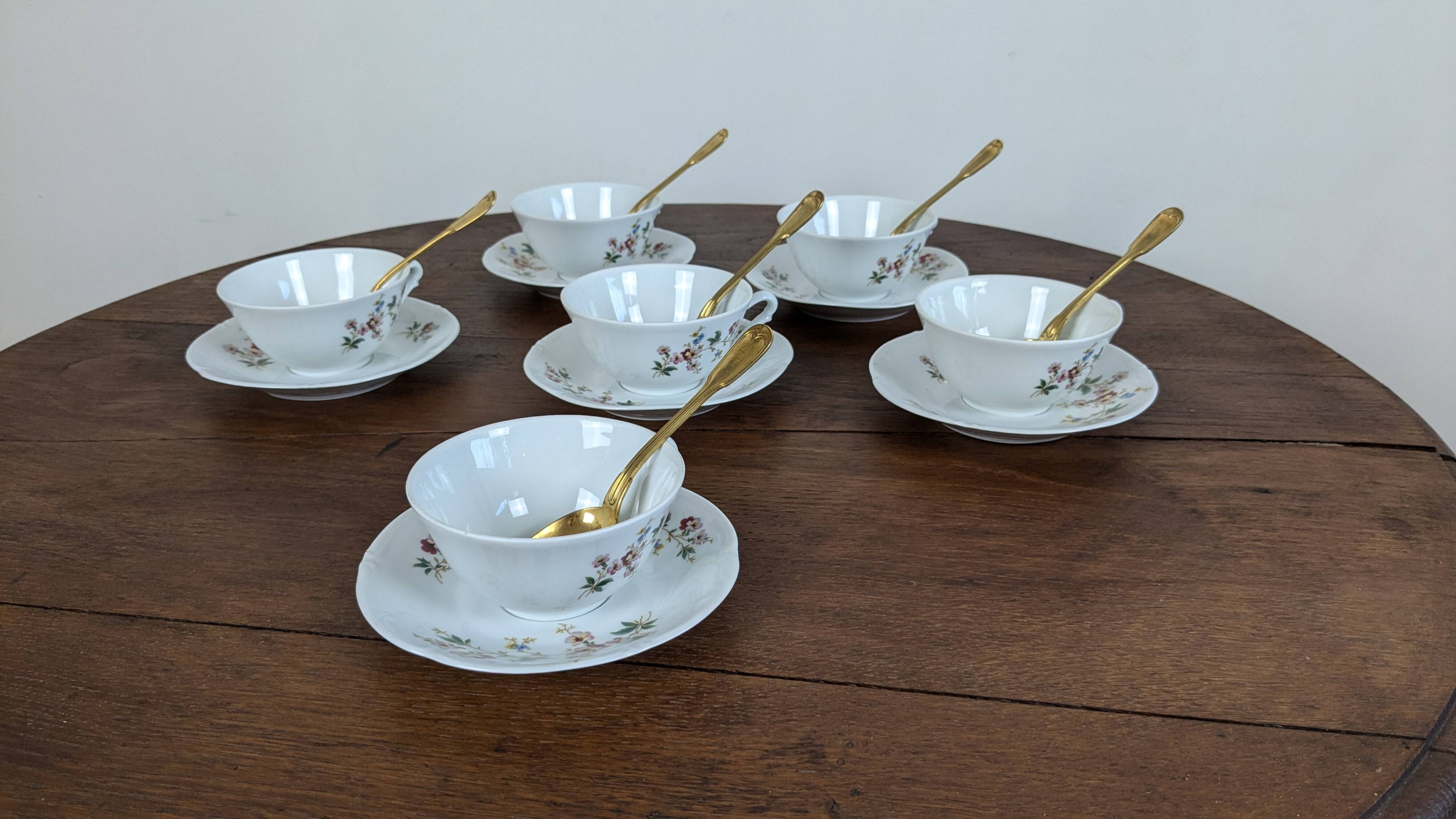 12-piece coffee service in Sologne porcelain, France