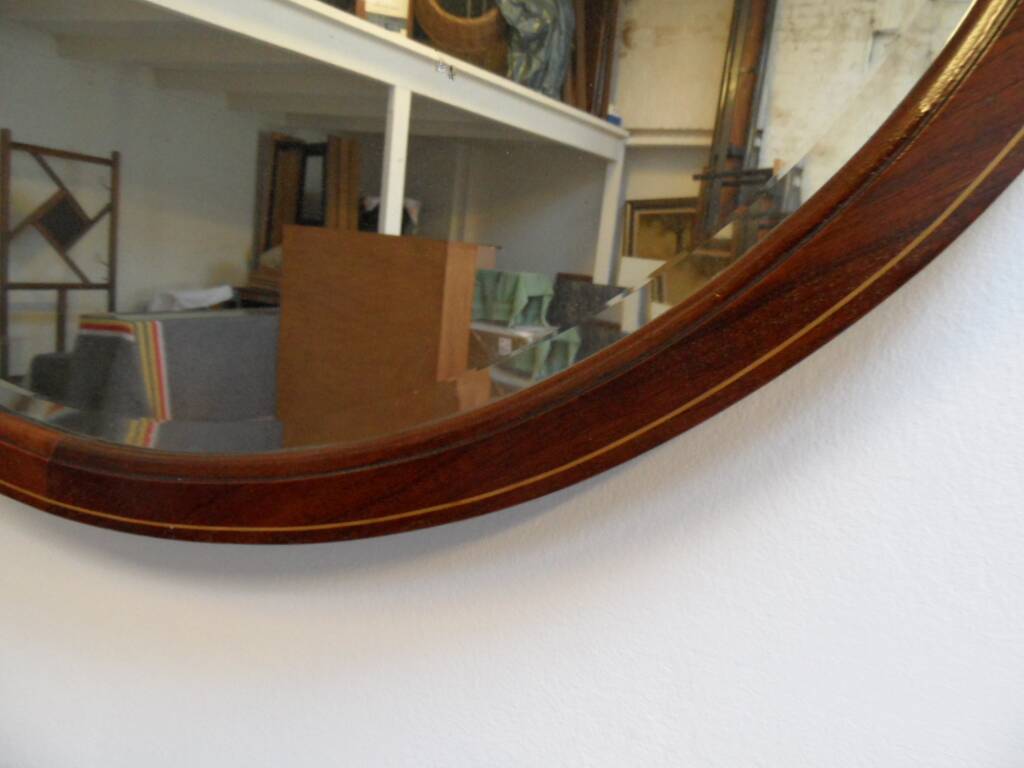 Antique mahogany oval mirror