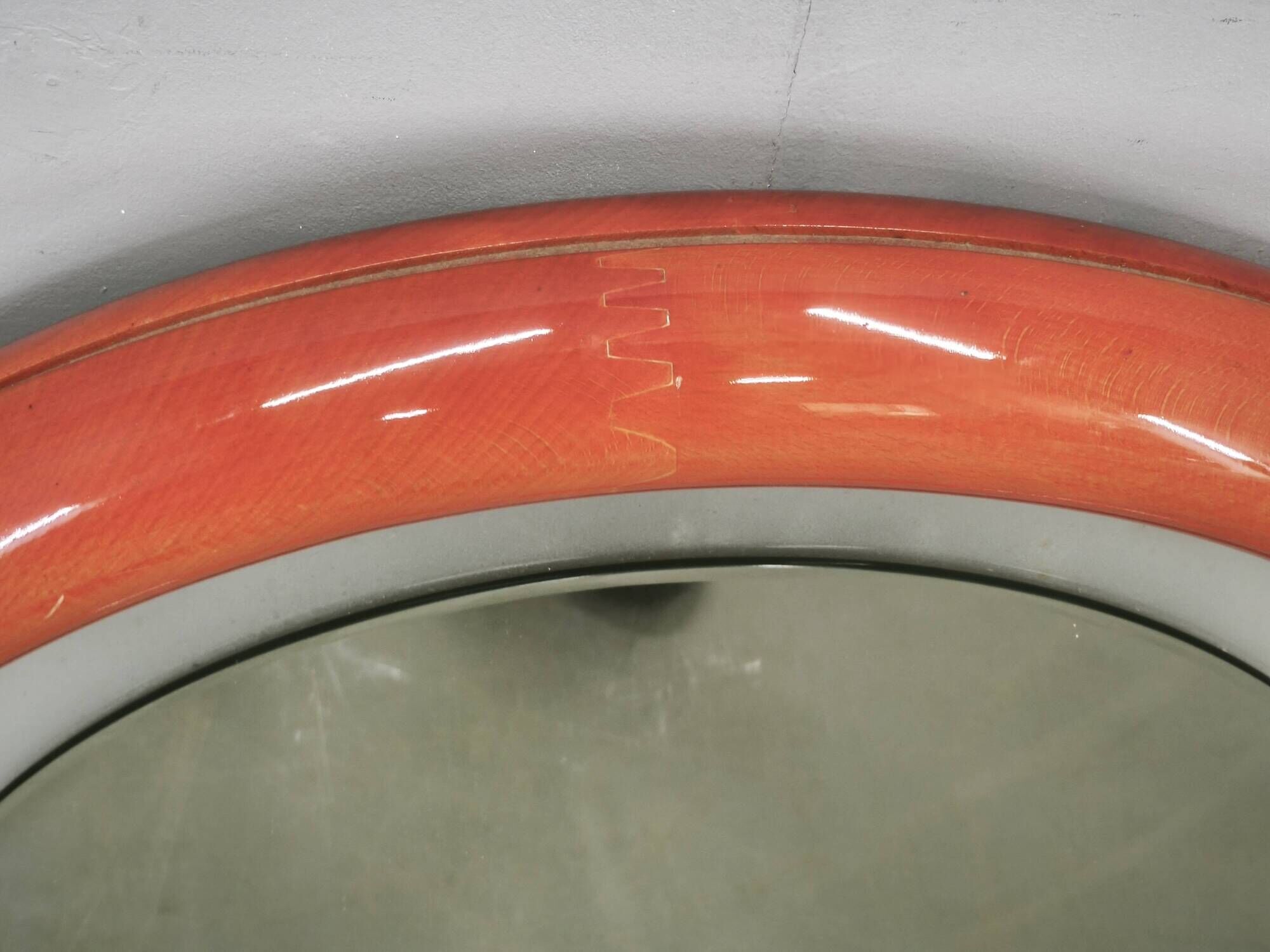 Italian Space Age Illuminated Round Wall Mirror, 1970s