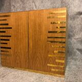 Natural wood and brass sideboard, twenty-first century
