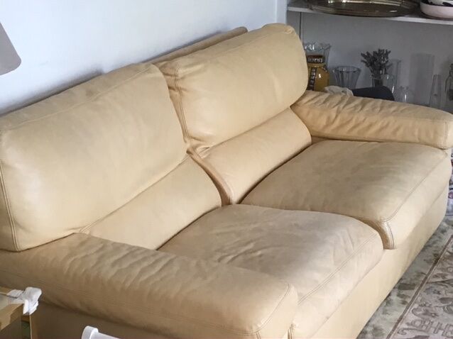 Pair of grained leather sofas Duvivier iconic model Maillol 1990