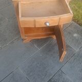 Solid oak bedside table with marble