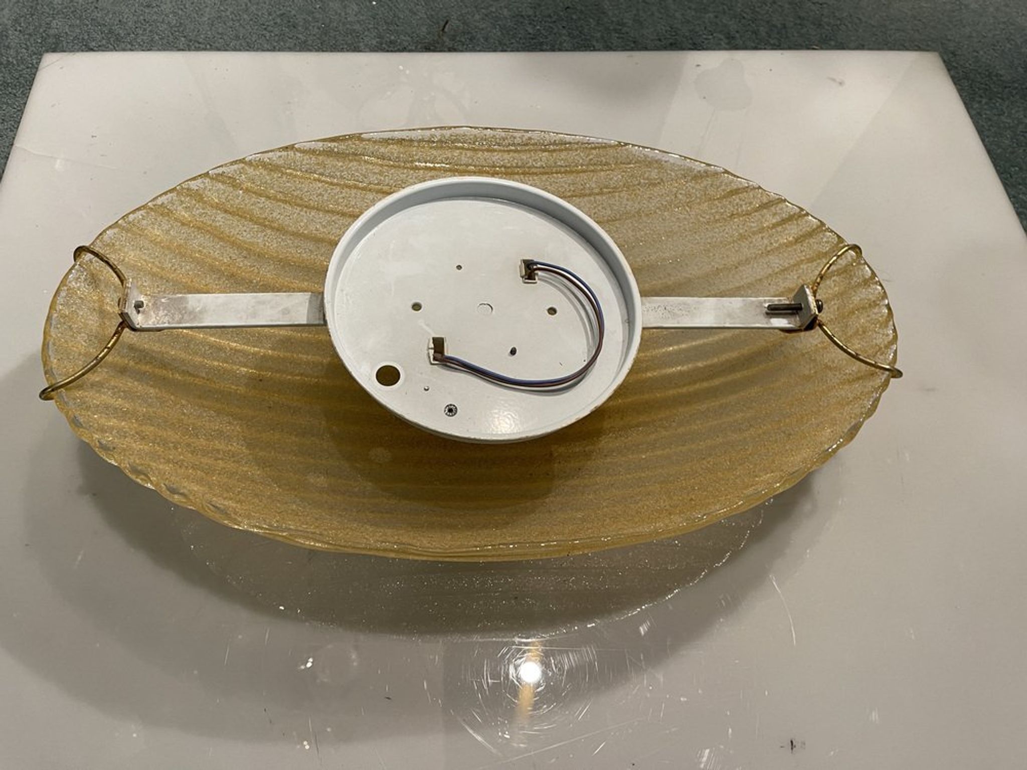 Plafonnier en verre doré de Murano Encastré années 1970
