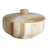 Bowl, alabaster pocket bowl with lid