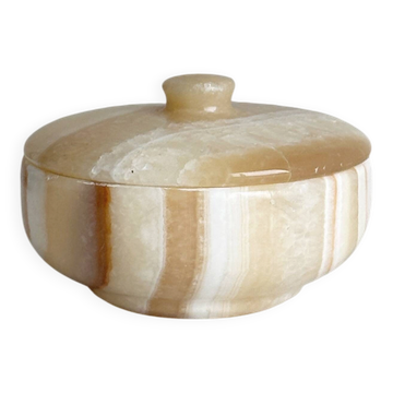 Bowl, alabaster pocket bowl with lid