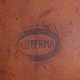 Set of 4 Luterma bistro chairs in curved wood and imitation leather, early 20th century