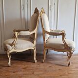 Pair of Louis XV style armchairs