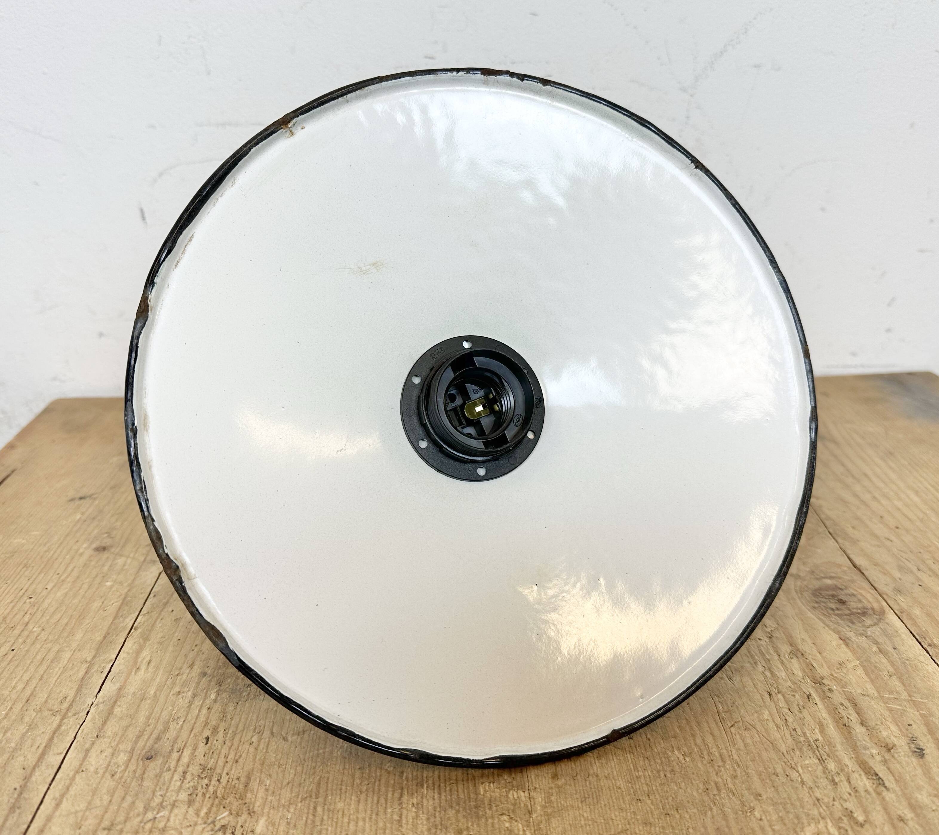 Industrial Petrol Enamel Military Pendant Lamp with Cast Aluminium Top, 1960s