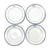 White and blue dessert plate with monogram BH