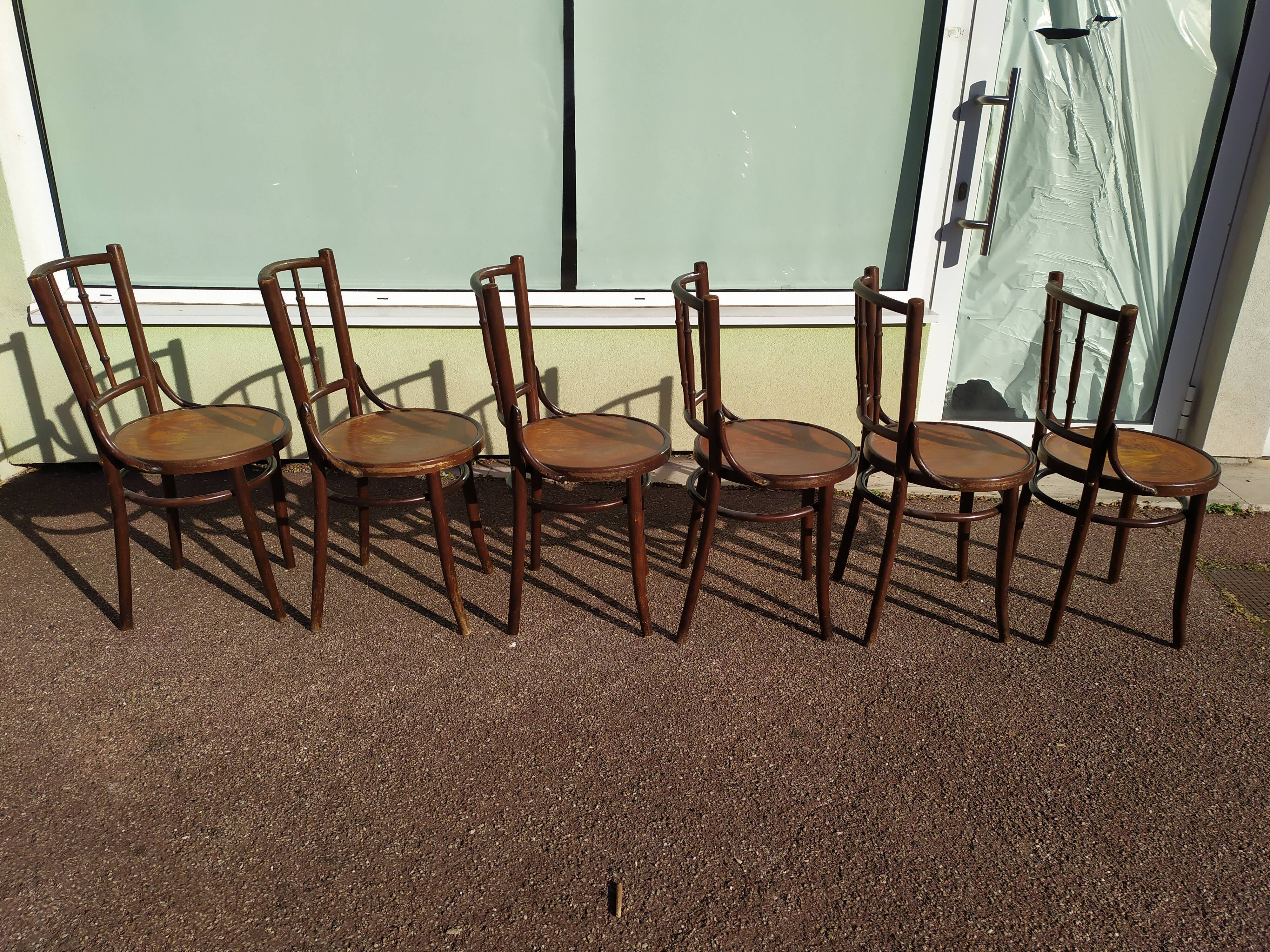 Lot de 6 chaise en bois - bistrot - terrasse - vintage