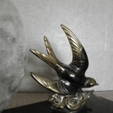 Art Deco marble figurine table lamp