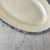Oval dish in terre de fer bleu xixth