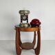 Unique vintage tin lamp with clockwork