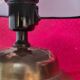 pair of hammered copper bedside lamps 41x30 very good condition elec ok