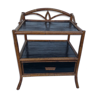 Table de chevet en rotin années 60