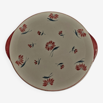 Round earthenware serving dish Longchamp decor Nancy early 20th century