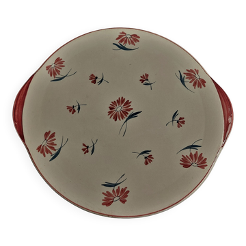 Round earthenware serving dish Longchamp decor Nancy early 20th century