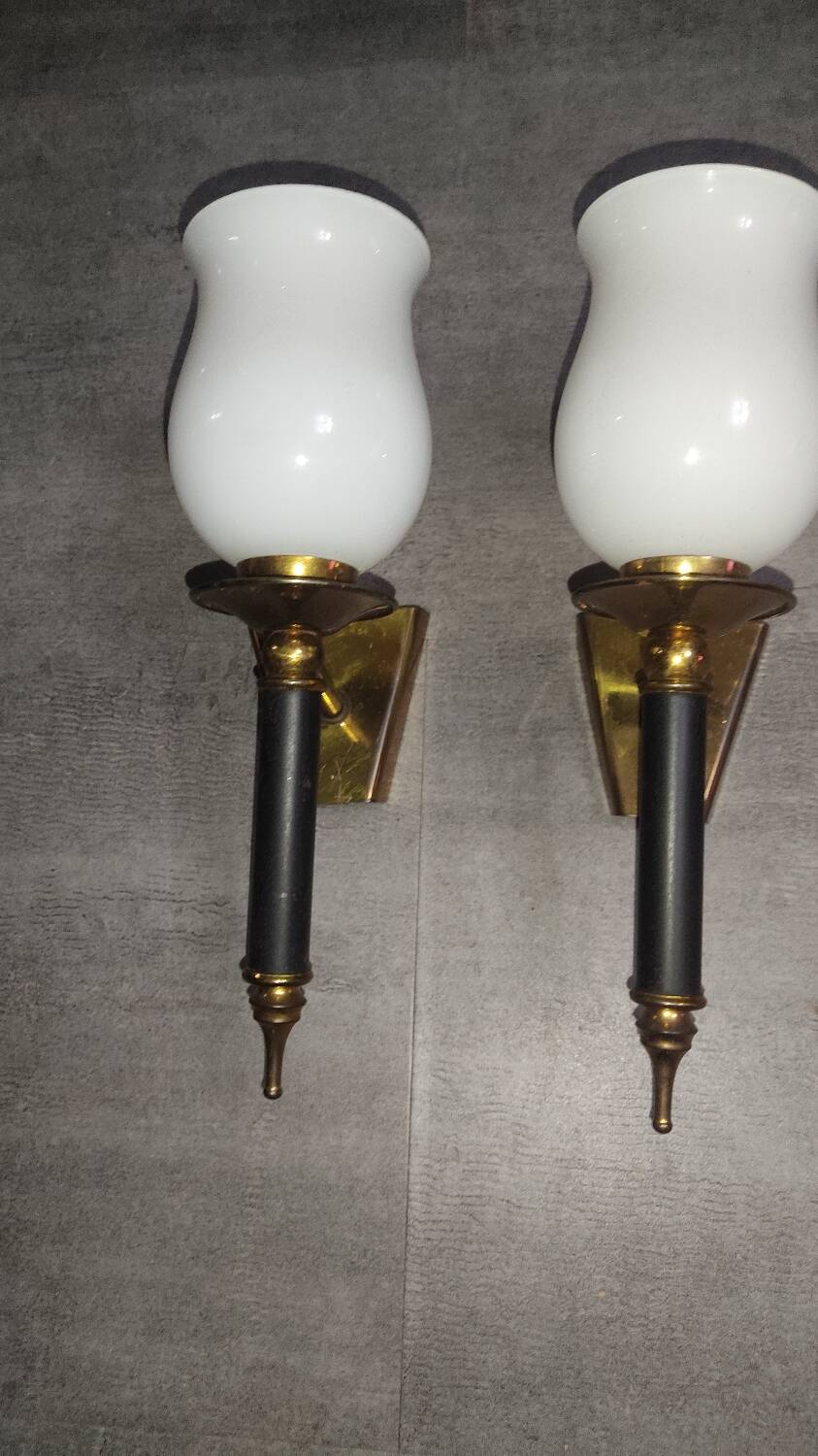 Pair of vintage torch wall lights