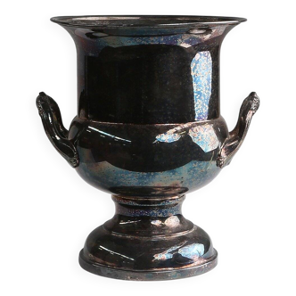 Seau à glace Art déco en laiton plaqué argent, années 1900