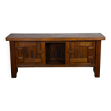 Brutalist sideboard in solid elm, 1970