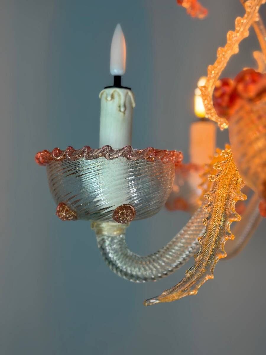 Lustre vénitien en verre de Murano, vers 1940