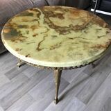 Marble and brass side coffee table
