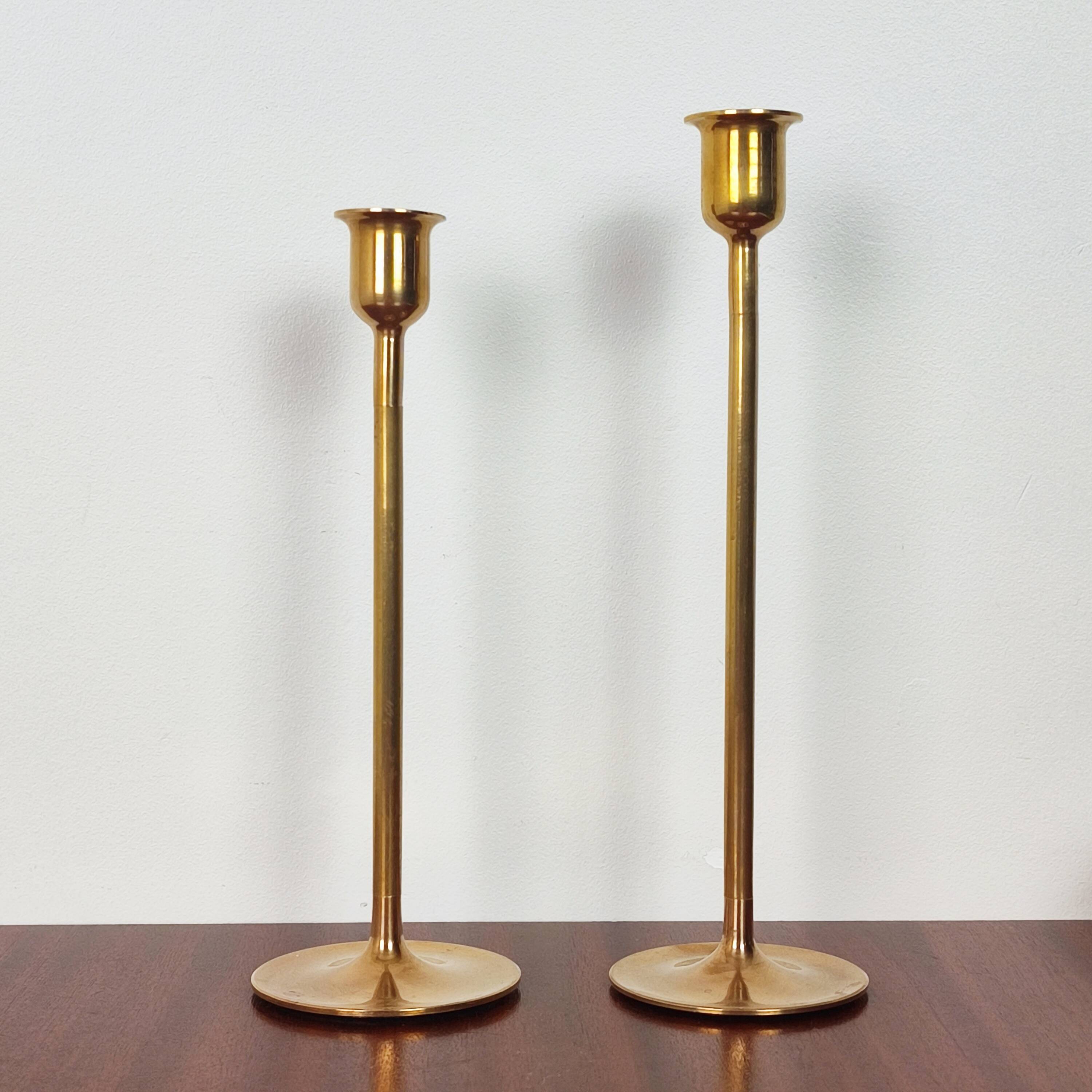 Scandinavian brass candle holders
