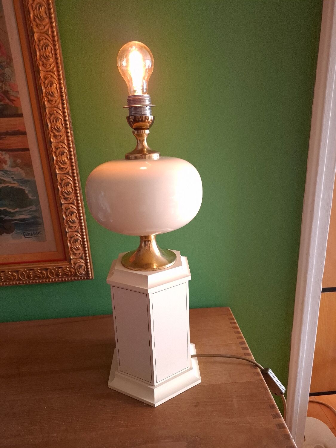 1980s lacquered metal lamp, the Dolphin