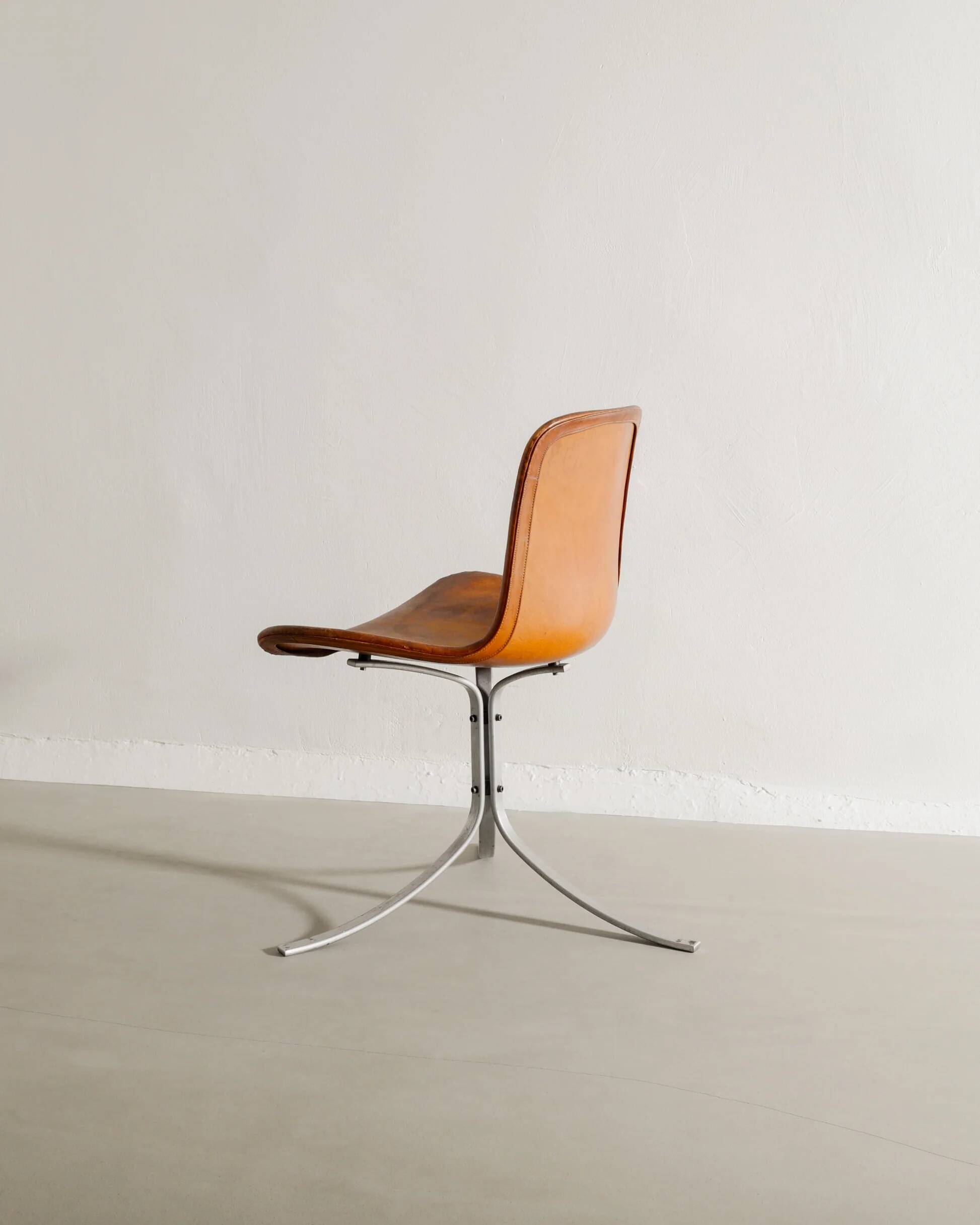 Vintage Danish Mid Century Brown Leather "PK 9" Chair Poul Kjaerholm, 1960s