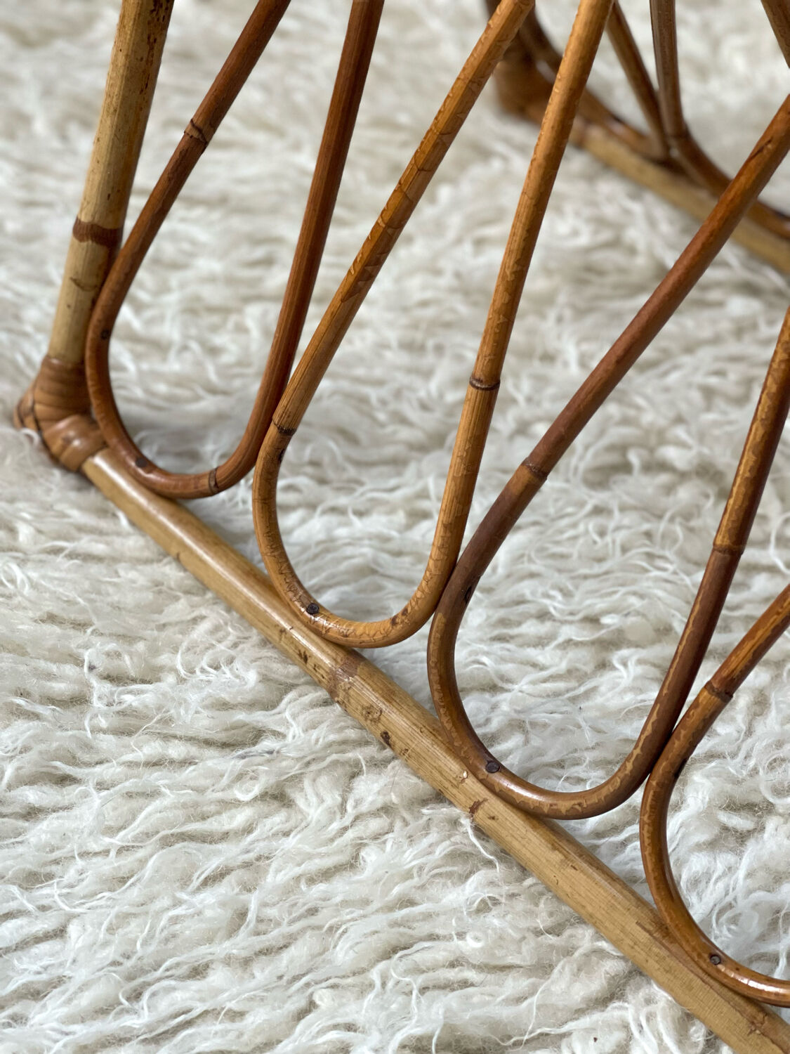 Vintage rattan magazine holder