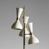 Lampadaire en laiton de style italien du milieu du siècle avec base et abat-jour en forme de cône - MCM fait à la main