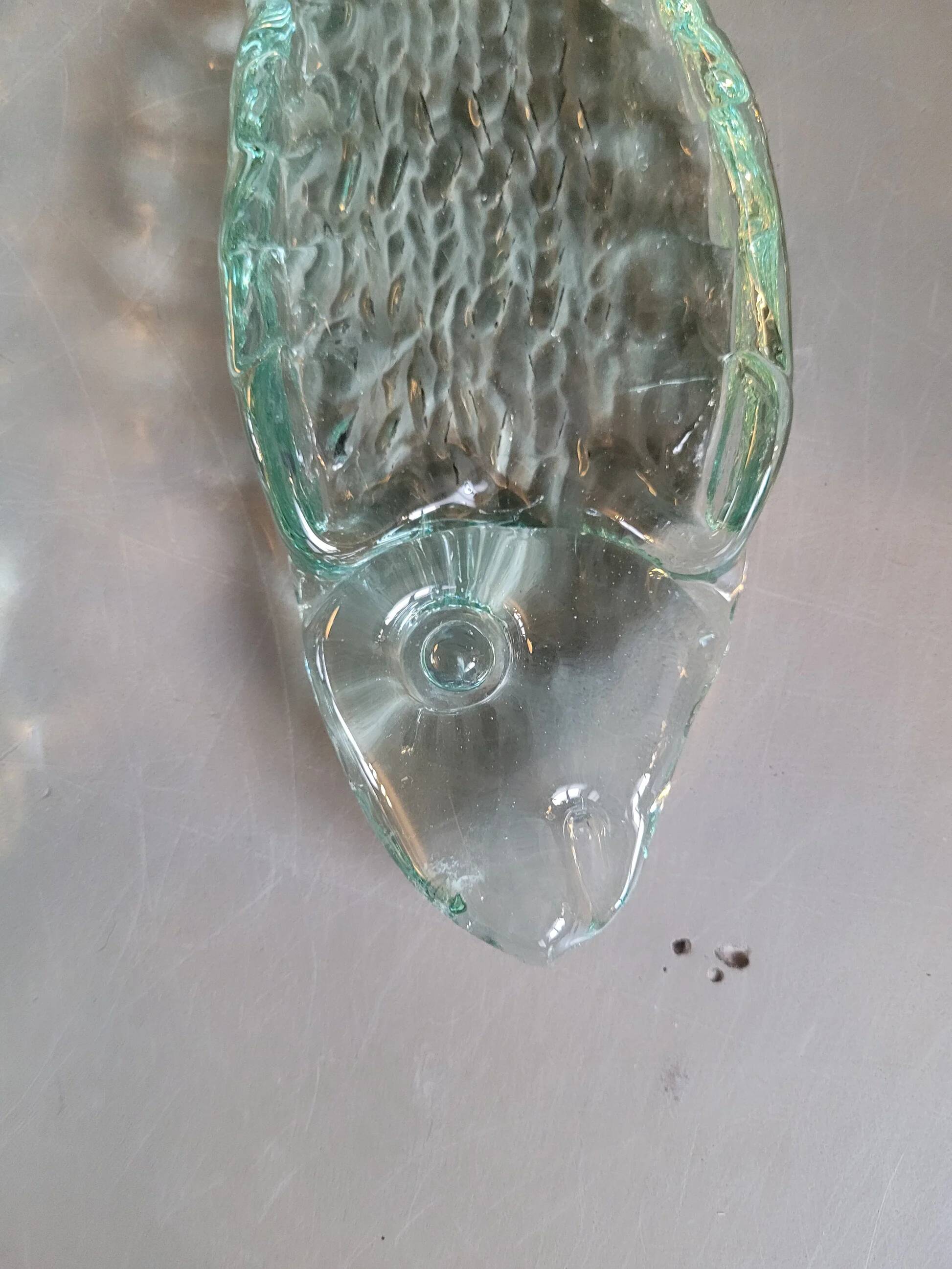 Pair of pressed glass sushi dishes