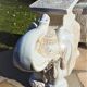 Pair of enamelled white ceramic elephant harnesses