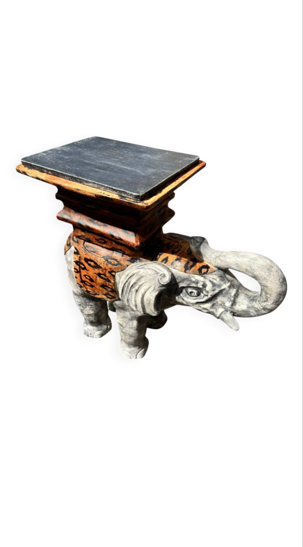 Elephant side table – leopard pattern – Jansen style 1970