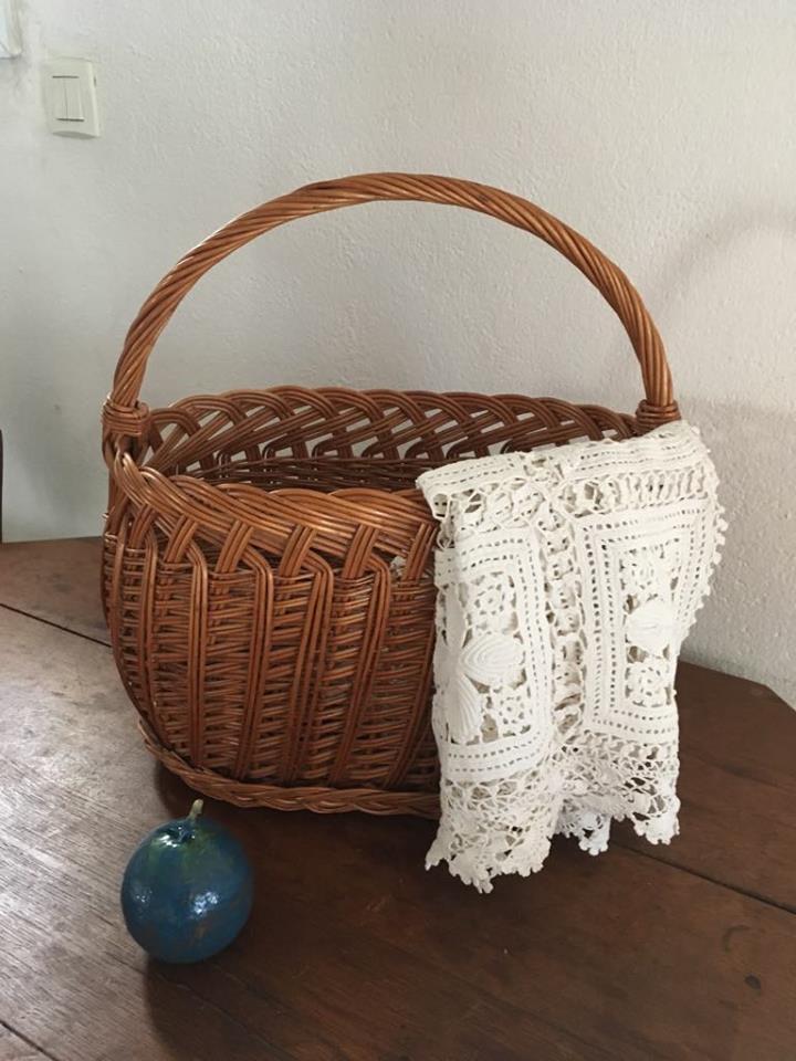 Woven wicker basket