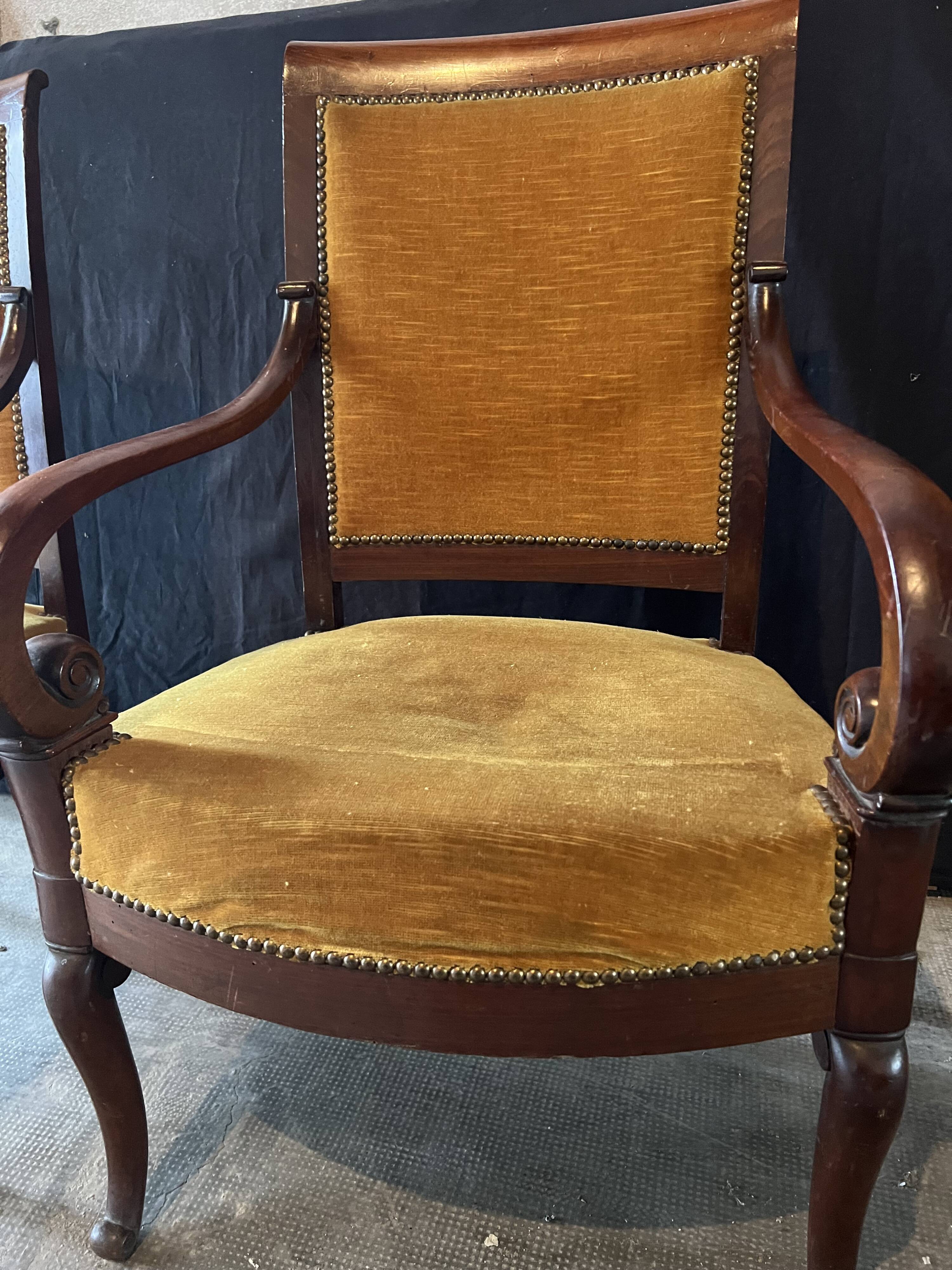 Pair of empire armchairs