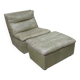 Laauser armless patchwork olive leather lounge chair and ottoman, 1970s