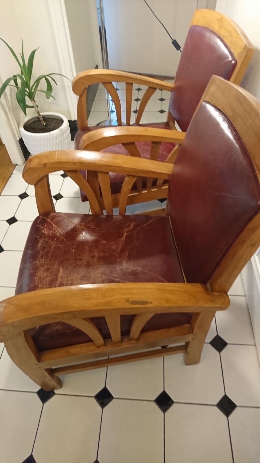 Lot of 2 wooden colonial-style armchairs