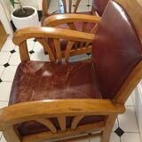 Lot of 2 wooden colonial-style armchairs