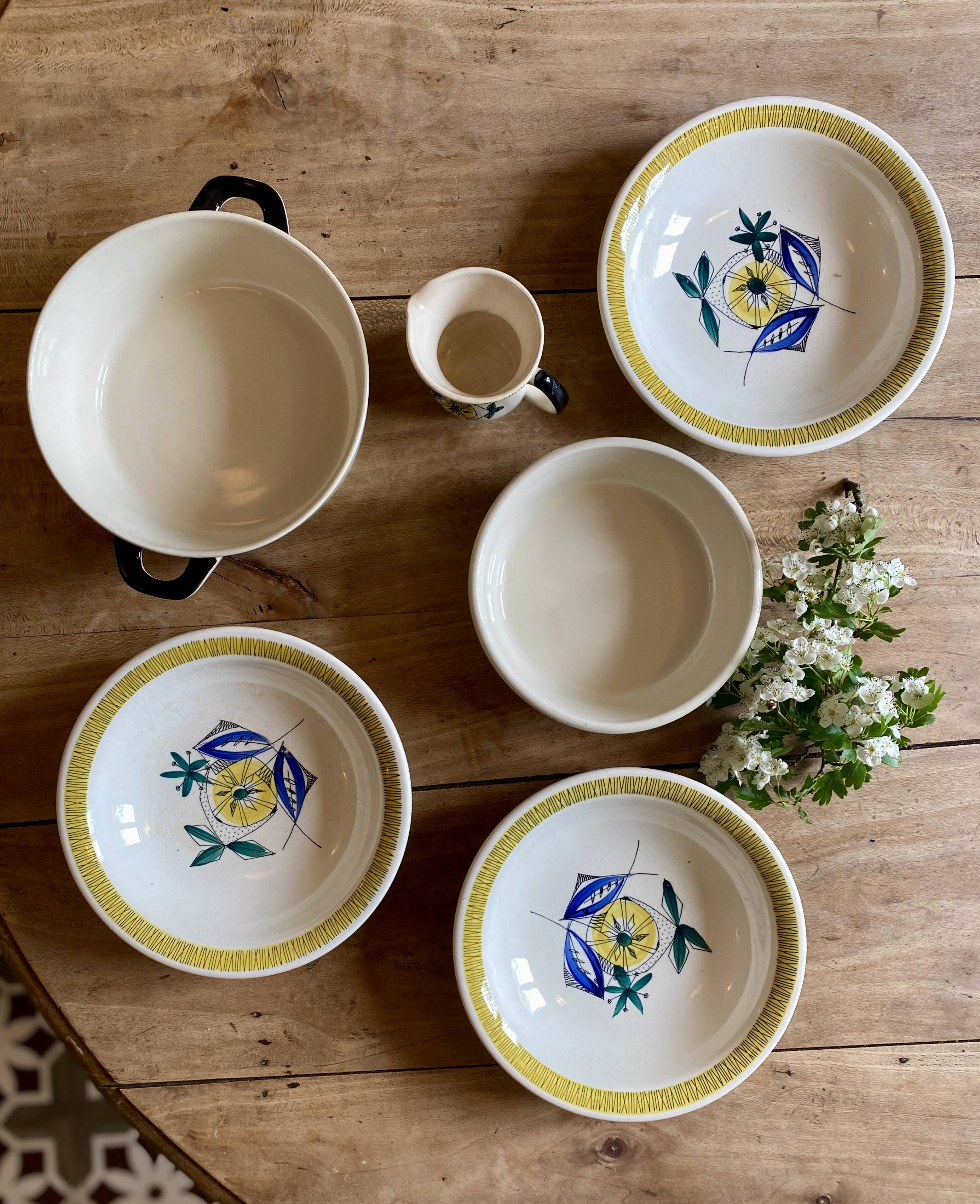 Set of 5 vintage serving dishes from the Flamingo series by Stavangerflint